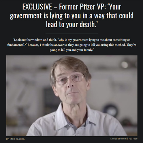 Former Pfizer VP Warns Governments Are Telling Lethal Lies