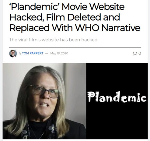 Plandemic Movie Site Hacked