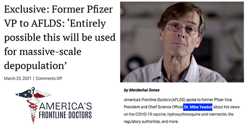 Pfizer VP Warns of Vaccine Depopulation