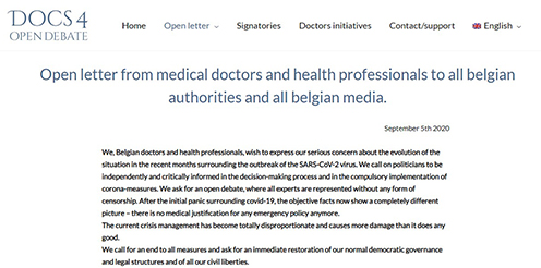 Belgian Doctors Oppose Covid Response
